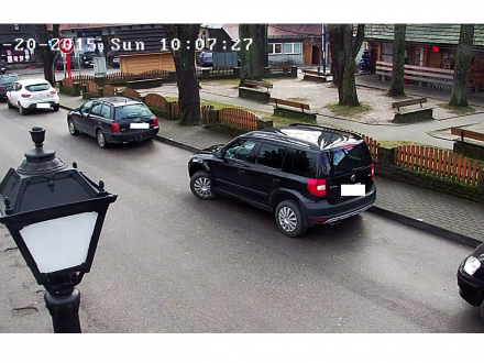 Obraz z kamery monitoringu w centrum wsi Istebna