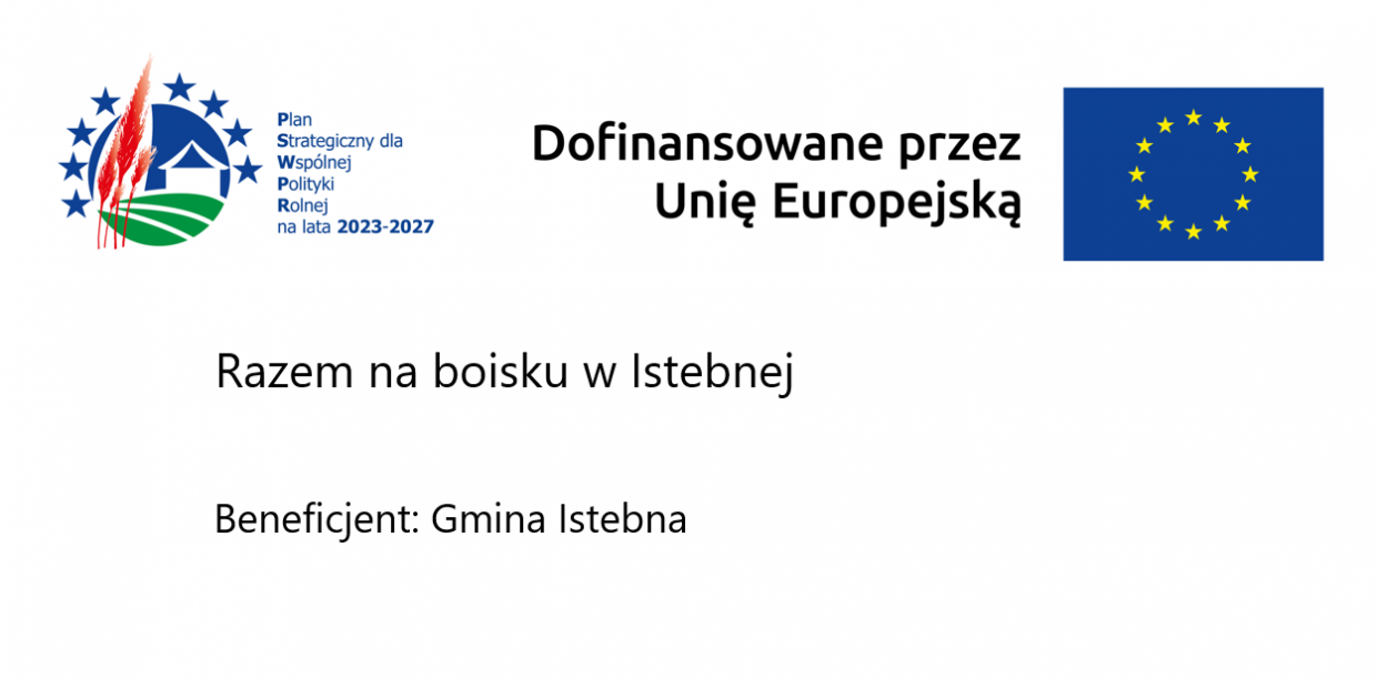 Baner informujący o realizacji projektu. Na banerze widoczne są logotypy Unii Europejskiej oraz Planu Strategicznego dla Wspólnej Polityki Rolnej.