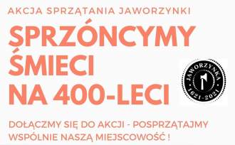 Baner informujący o akcji sprzątania sołectwa Jaworzynka