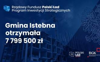 Baner informujący o wsparciu  z programu Polski ład w kwocie 8 mln zł