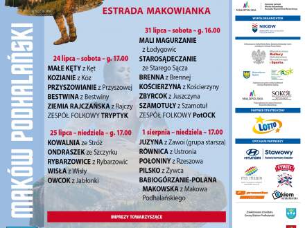 Plakat z programem TKB 2021 w Makowie Podhalańskikm