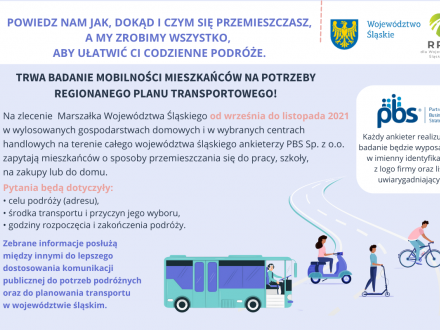 szczegółowy baner informacyjny Regionalnego Planu Transportowego dla Województwa Śląskiego