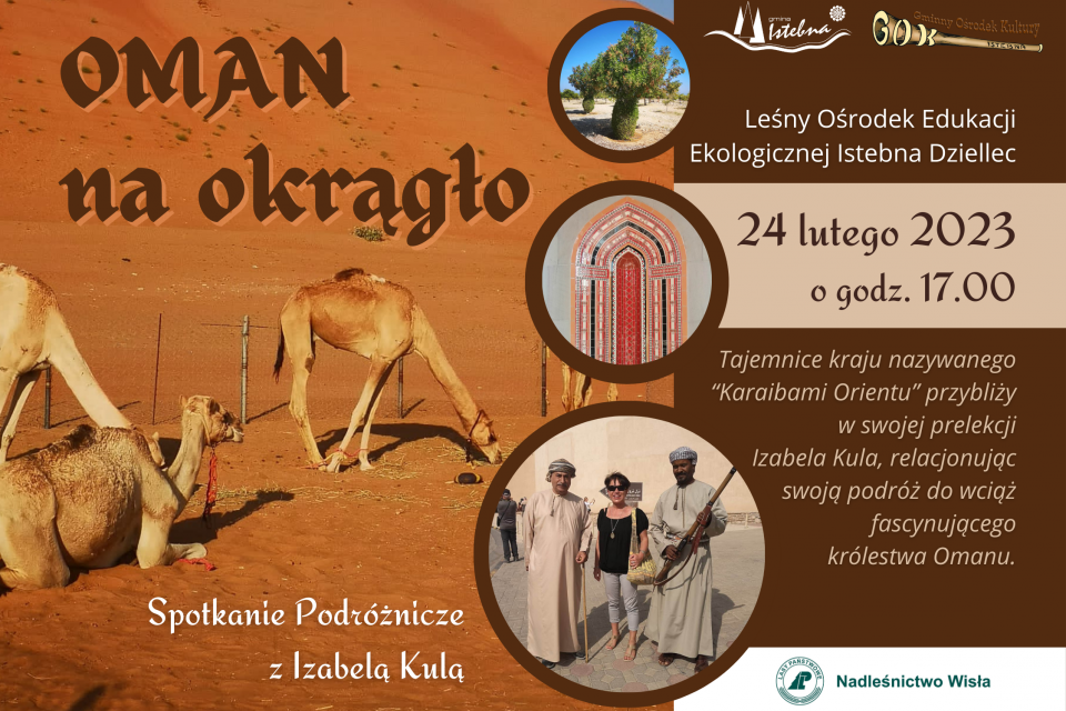 Plakat wydarzenia - spotkanie podróżnicze Oman na okrągło