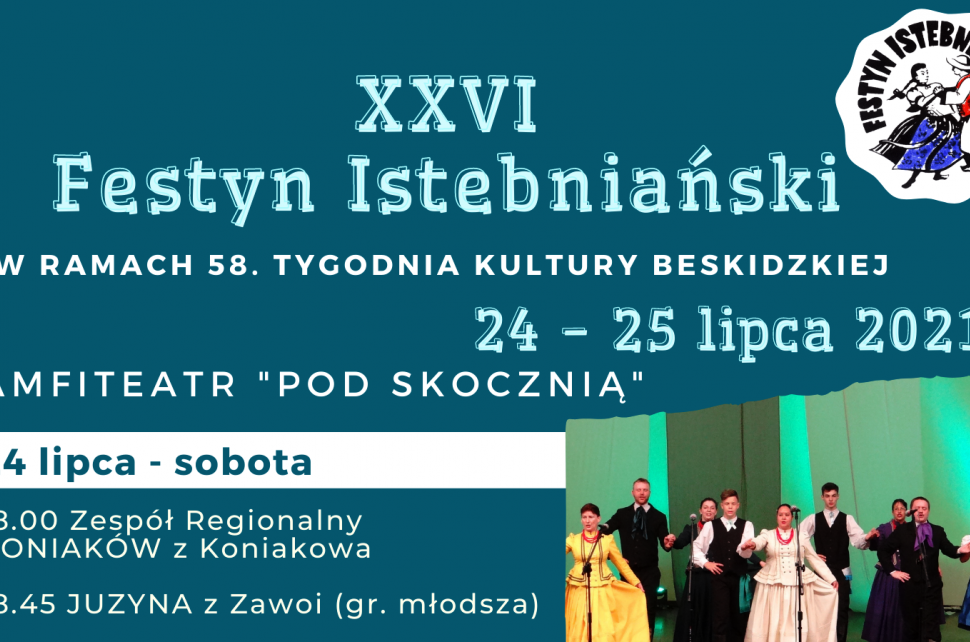 Fragment plakatu z początkiem programu na sobotę na Festyn Istebniański