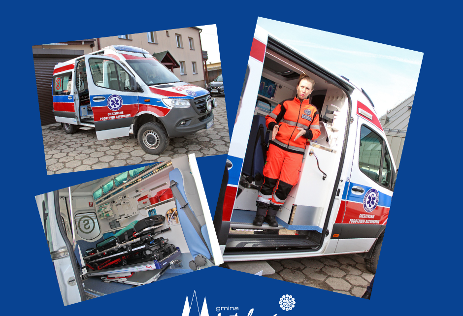 Na zdjęciu Karteka Pogotowia ratunkowego wraz z wyposażeniem oraz pracownik Ratownictwa medycznego
