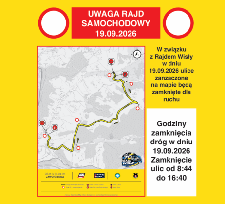 Grafika informacyjna dotycząca utrudnień w ruchu drogowym.